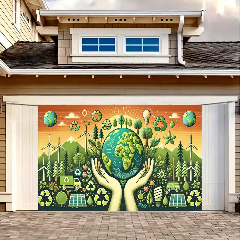 2D Environmental Awareness Backdrop, Earth Day Recycle & Renewable Energy Party Background
