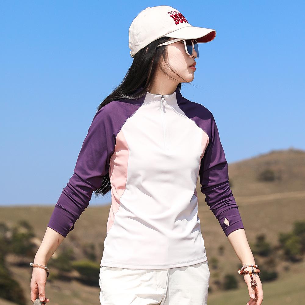 Быстросохнущая женская футболка с длинным рукавом для занятий спортом на открытом воздухе – Защита от солнца, Приятная к коже, Эластичная посадка для бега, пеших прогулок и фитнеса.