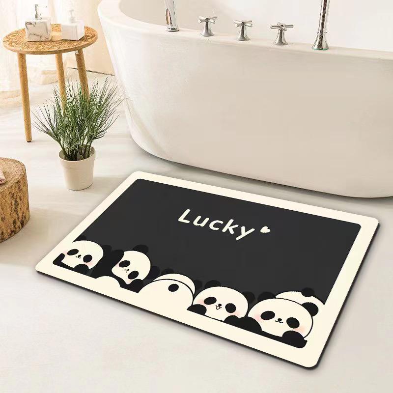 Мультяшный коврик для ванной из диатомовой земли с противоскользящим покрытием - Впитывающий, износостойкий, бытовой коврик для ног