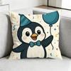 Cute Penguin Kawaii Cartoon Pillow Case Square DoubleSided Sofa Cushion Cover Bedroom Bedside Pillow Gift