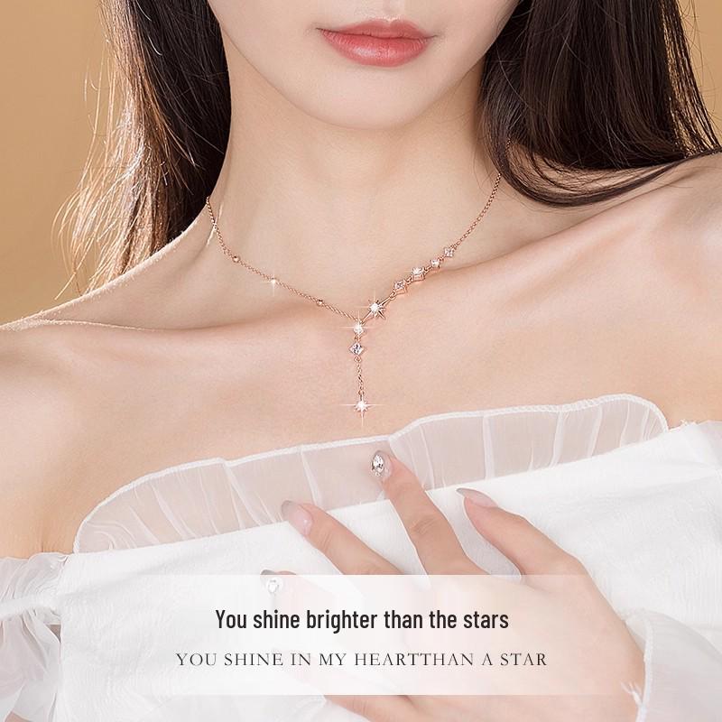 Elegant Sterling Silver Star Necklace for Women - Perfect Anniversary, Birthday, or Valentine's Day Gift