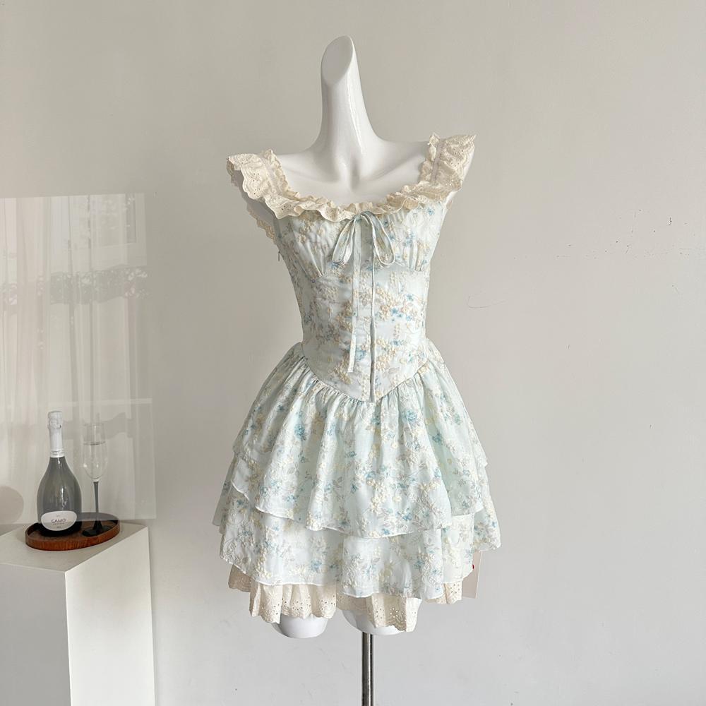 Маленькое супер огонь платье ниша красивое уникальное талия пышное платье-торт повседневное огромное красивое платье лето