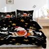 3pcs Christmas Santa Claus Reindeer Doves Starry Night Comforter Cover Set with Two Pillowcases (No Core), Gift for Bedroom Decor, Anime Cartoon