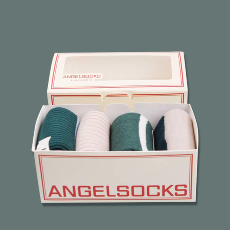 НАБОР НОСКОВ ANGEL SOCKS SET003_Лесной Орех Зеленый Двухцветный Зелено-Коричневый Женские Носки Подарок Возвратный Подарок Бренд Красивые Носки с Цветами Сочетание Студент