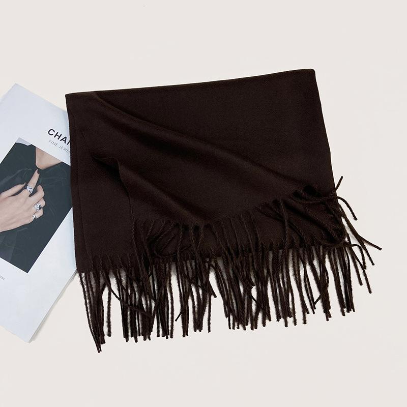 Autumn and Winter New Solid Color Scarf Imitation Cashmere Scarf Women's Warm Shawl Scarf
