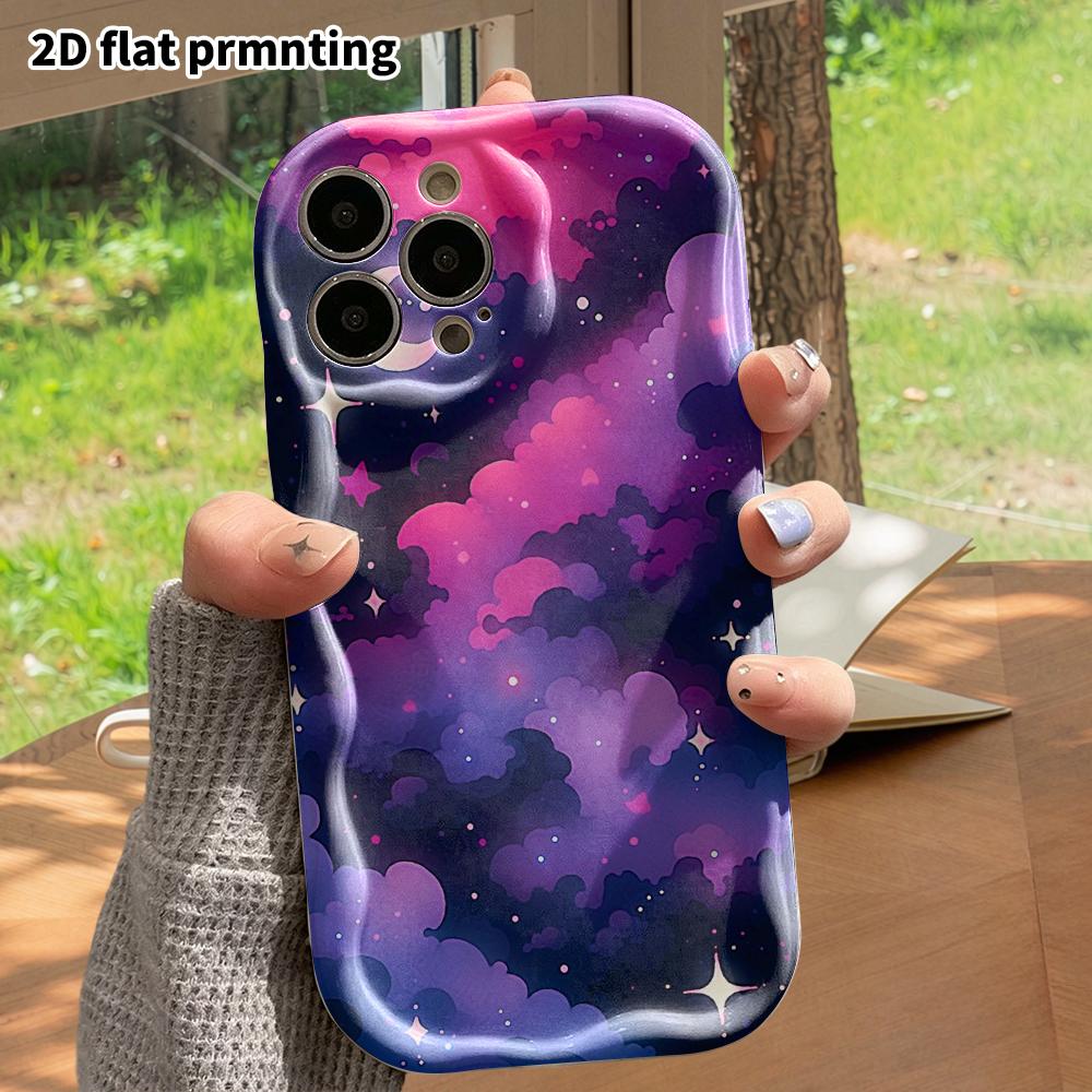 Phone Case: 2D flat, fits iPhone 12 Pro to 18, phone decoration, pink-purple dark night, perfect gift for Christmas and Halloween
