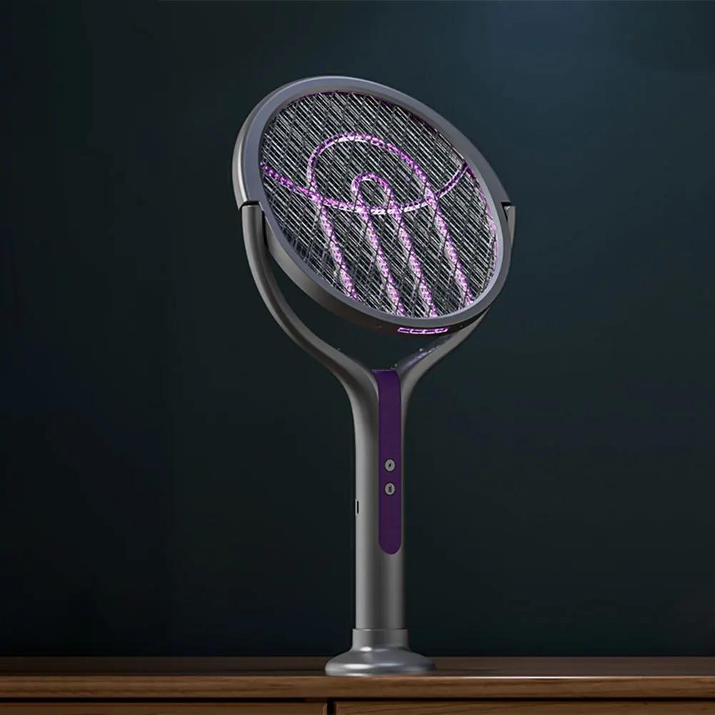 Электрическая мухобойка с вращающейся головкой, перезаряжаемая мухобойка 2 в 1, уничтожитель мух и лампа-ловушка для комаров для использования в помещении и на улице