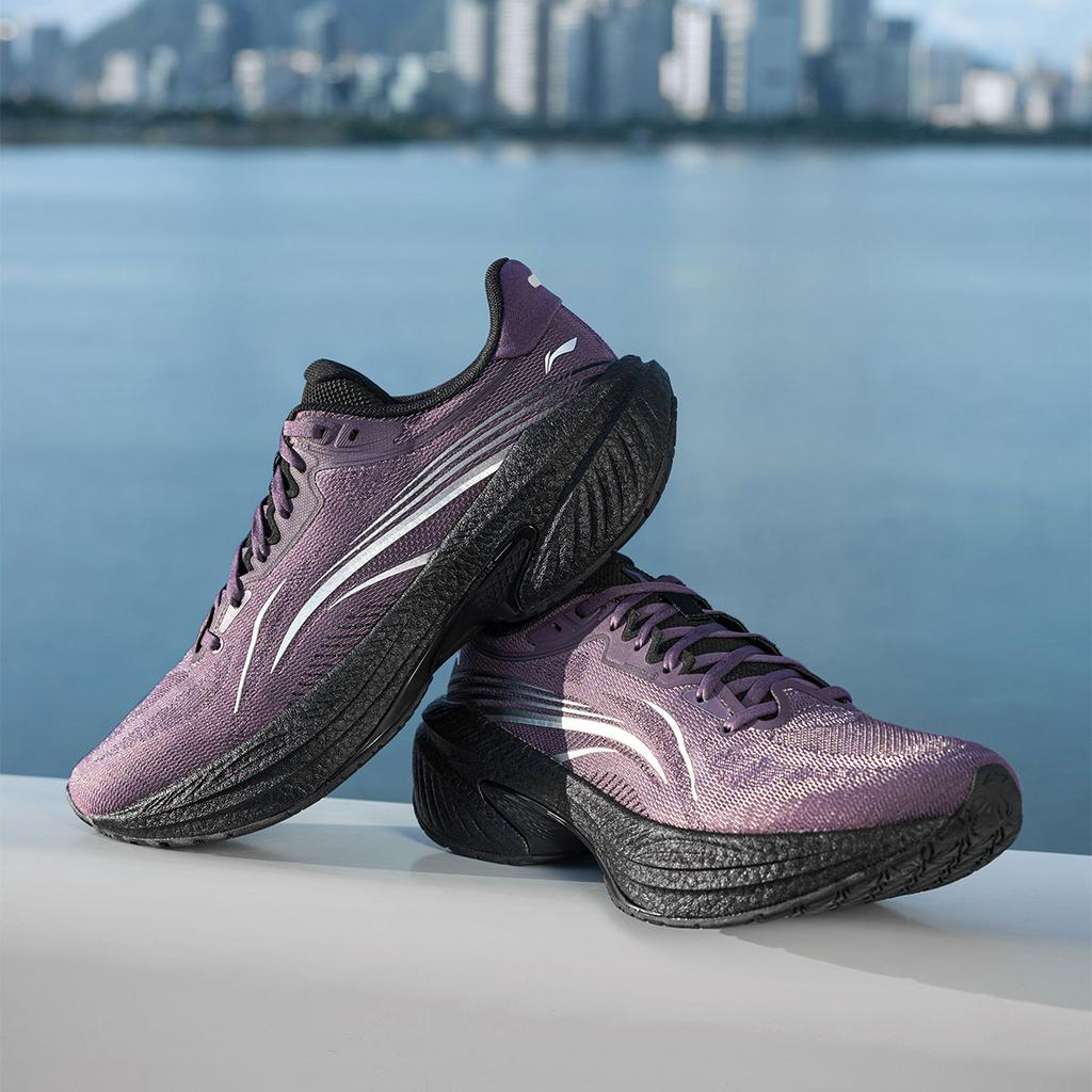 Li Ning WuShi 5S 4.0 Амортизирующие Скользкие Устойчивые к истиранию Дышащие Низкие Беговые кроссовки Мужские Черно-фиолетовые ARSU061-4