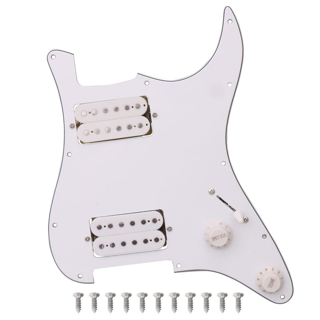 Yibuy Белый 11-отверстий Пикгард с проводной пластиной для гитары с HH хамбакерами