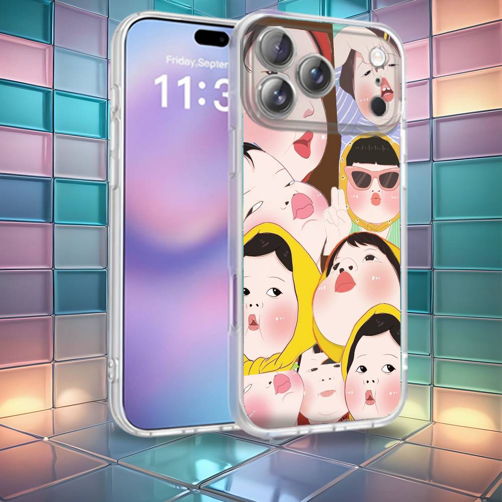Funny Cute Boy Girl Paired Couple Phone Case For iPhone 16,14,17,13,15,12,Air,Plus,Pro,Max,E,Mini Frosted for Magnetic Wireless
