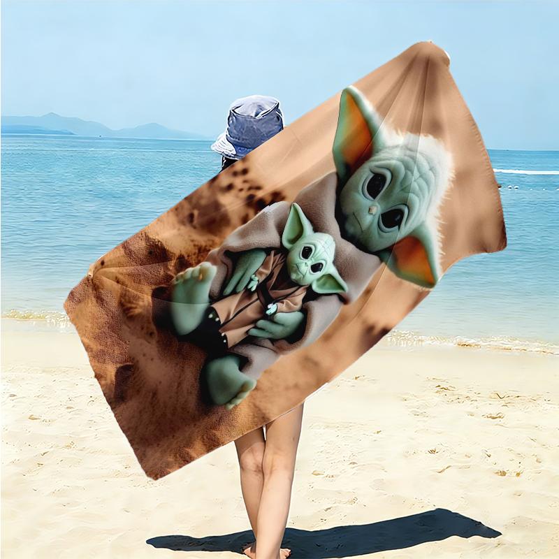 1Pc Baby Yoda Desert Adventure Beach Towel Microfiber Beach Towel Thin Absorbent For Beach Swimming Yoga Bath Sports 0917169