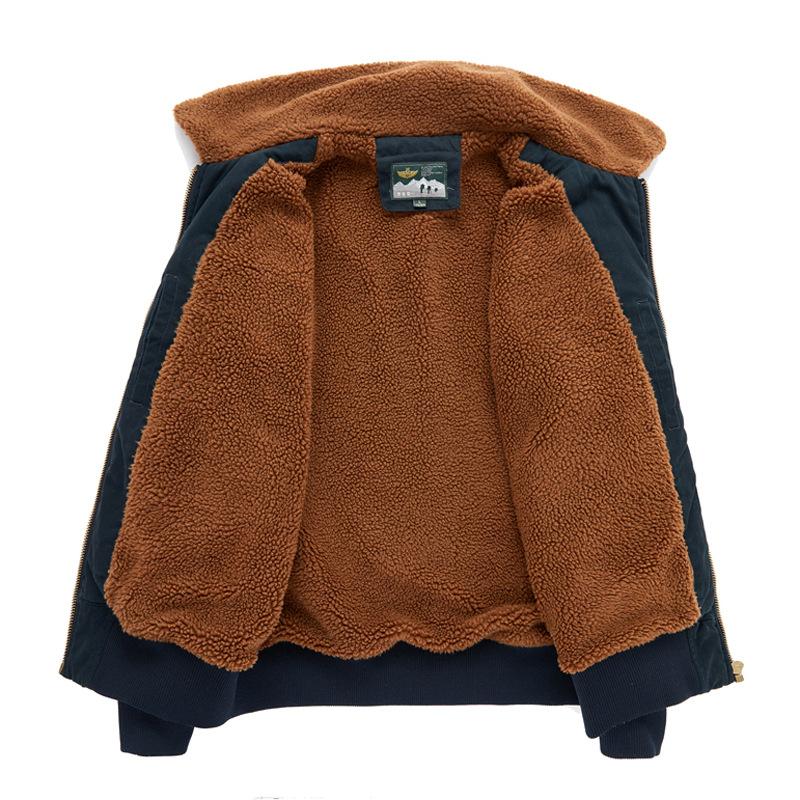 Зимняя летная куртка мужская куртка из искусственной овечьей шерсти с начесом комбинезон с лацканами флисовая утолщенная свободная термостеганая куртка