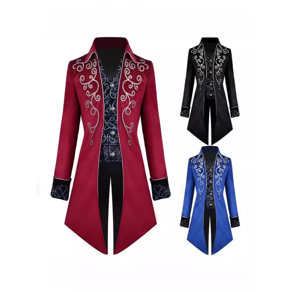 Готический викторианский фрак, куртка для мужчин, стимпанк, средневековый костюм для косплея, мужской пират