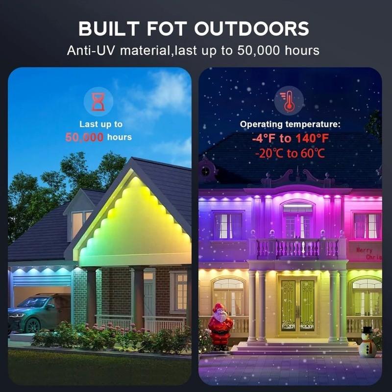 RGB Карнизные огни 30 м Постоянная уличная светодиодная лента с приложением Умный DIY Автоматические световые эффекты сцены Рождественский праздничный декор