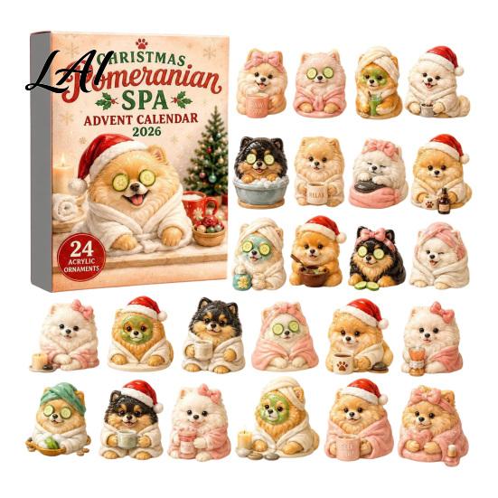 Holiday Gift Box Dog Advent Calendars 2026 Cute 24 Days Christmas Countdown Calendar 2D Acrylic Collectible Figures for Lovers Kids Adults