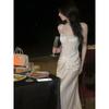 White Lace Fishbone Suspender Dress Femininity Birthday Dinner Dress