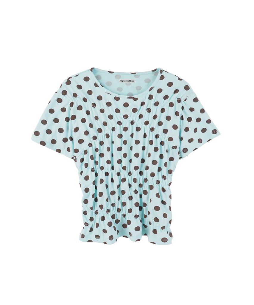 HIGH SCHOOL DISCO Dot Line Shirring Short Sleeve_Mint