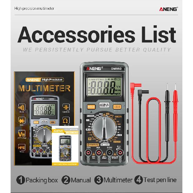 Цифровой мультиметр Smart Tester ANENG DM950 1999 отсчетов AC/DC Напряжение Ток hFE Транзистор Профессиональный Многофункциональный Детектор
