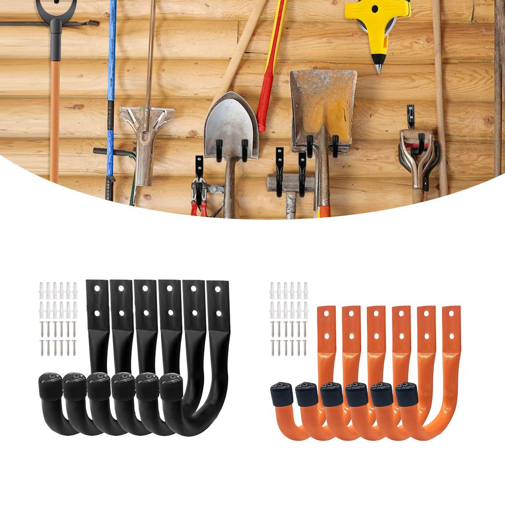 6 шт. Сверхпрочные гаражные крюки для хранения, Универсальные гаражные крюки для настенного монтажа, Большой металлический органайзер для инструментов и удлинителей