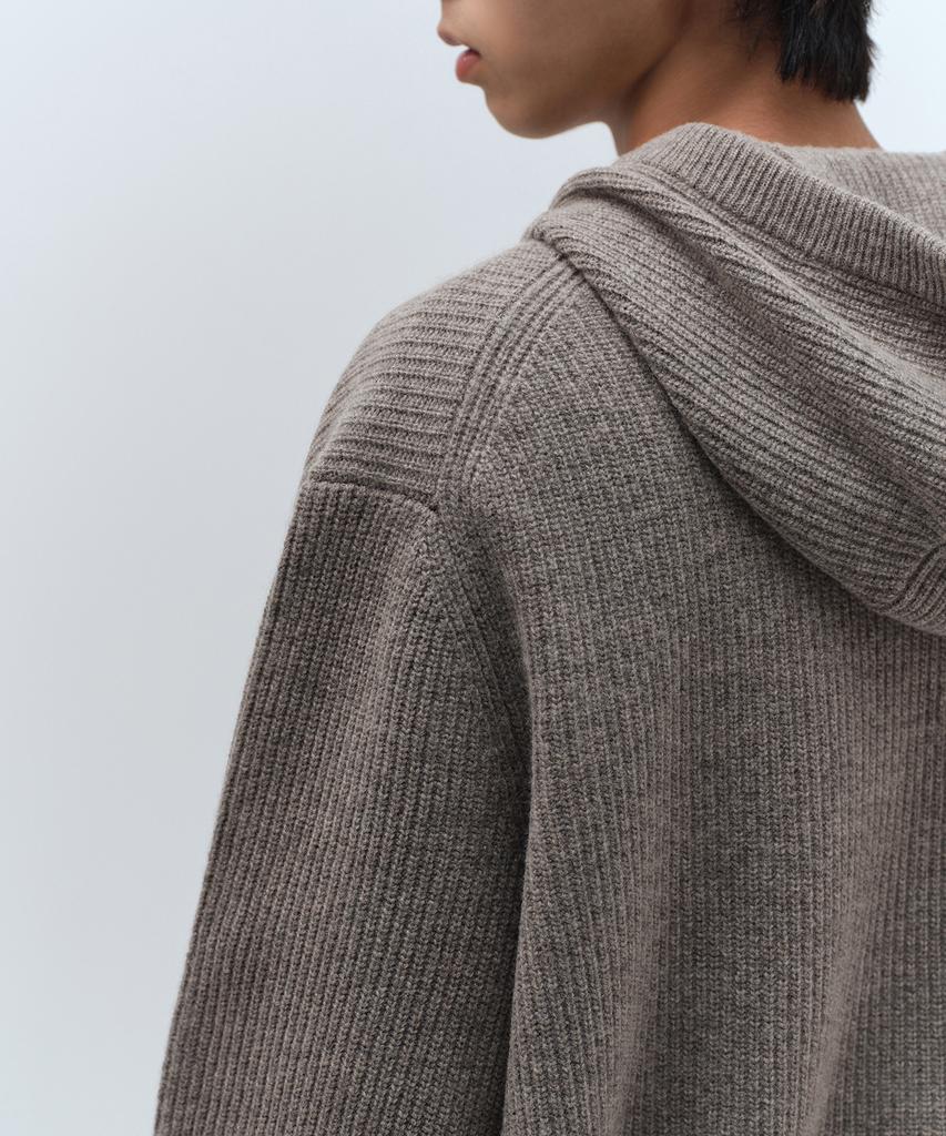 MUSINSA STANDARD [Victoria Wool] Ribbed Hooded Knit [Taupe]