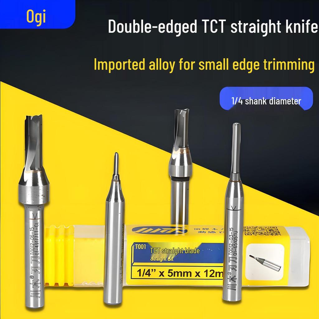 Kawaki TCT Double-Edged 1/4" Small Router Trimmer Knife Woodworking Slotting Cutter T001