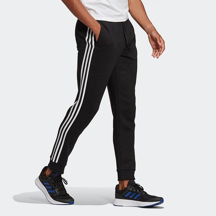 adidas Трикотажные спортивные брюки средней посадки с зауженными манжетами и тремя полосками, мужские черные GK8821