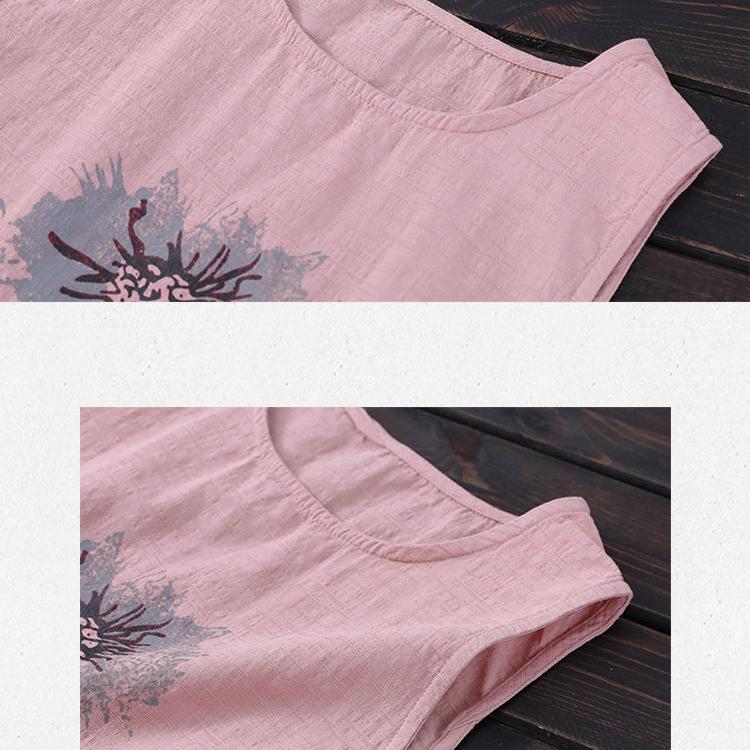 Модные женские свободные хлопковые льняные майки с цветочным принтом и принтом