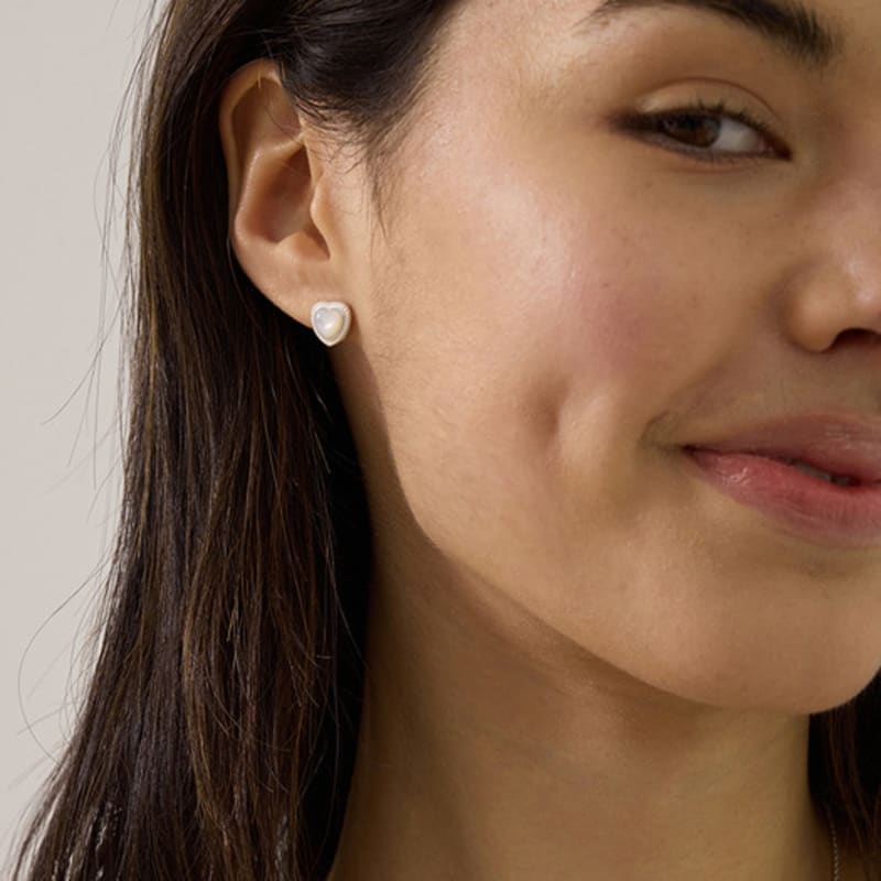 eenie beenie raw stone heart silver earrings ENJ24EW006