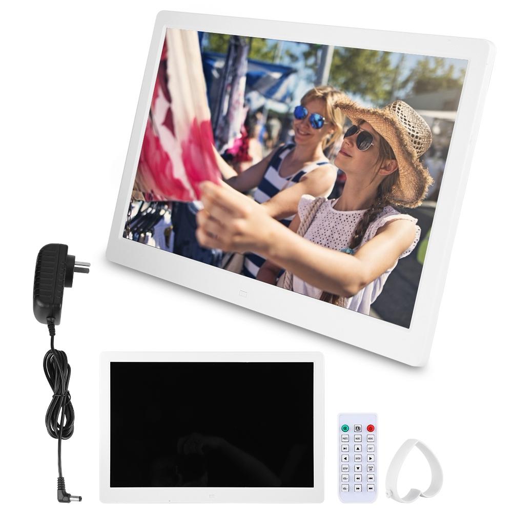 15.4Inch 1280*800HD Digital Photo Picture Frame Alarm Clock Player Album Remote Control White