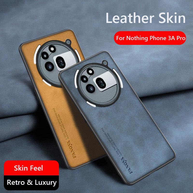 Ретро Кожаный Чехол с Ощущением Кожи Для Nothing Phone 3A Pro NothingPhone3APro G Ударопрочный Матовый Силиконовый Мягкий Чехол Обложка