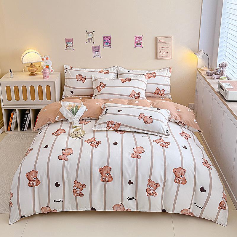 Комплект из четырех предметов из чистого хлопка, утолщенный и шлифованный, комплект из трех предметов из хлопка для общежития