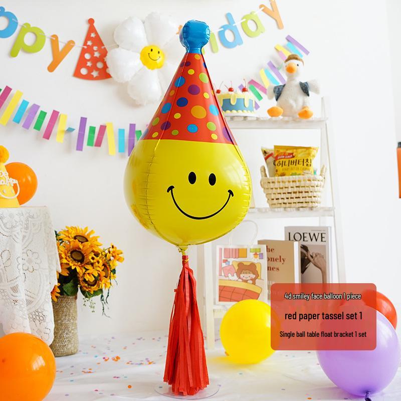 Gradient Rainbow Balloon with Crown for Girl's First Birthday Party Background Decoration