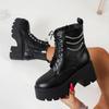 Fashion Punk Women Ankle Boots 2025 Platform Gothic Mid-calf Boots Autumn Motorcycle Boots Comfortable Leather Plus Size Shoes Ladies