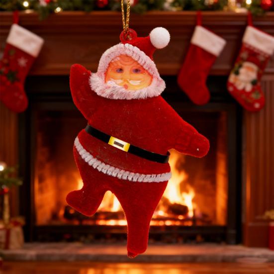 Украшения Санта-Клауса 3D Флокированная Кукла Санты Рождественские Подвесные Украшения для Елки