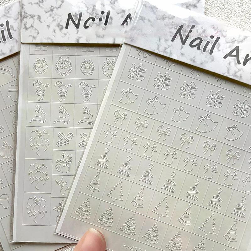 Airbrush Stencil For Nails Winter Snowflake Snow Tree Christmas Decors Hollow Nail Stickers Airbrush French Manicure Tips