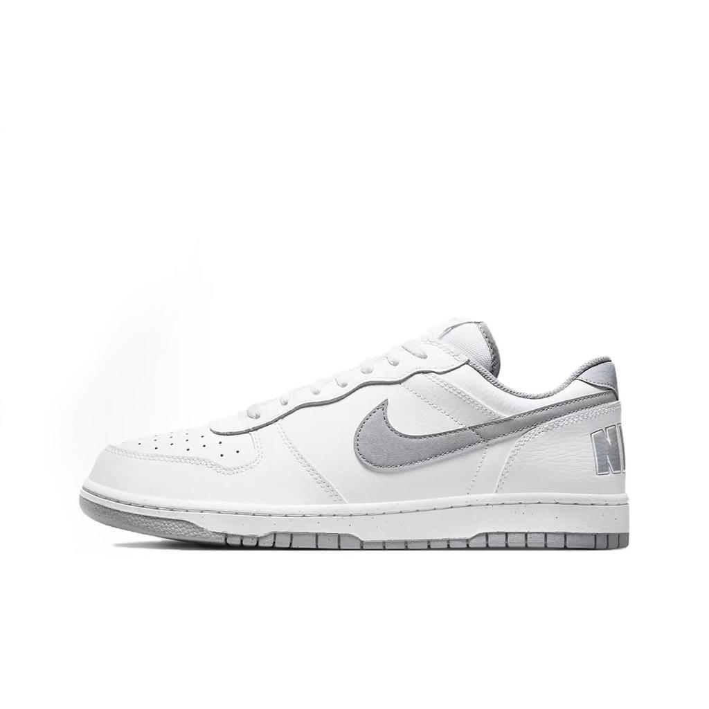 Nike Big Leather Wrapping, Wear Resistant And Non Slip Low top Skateboard Shoes Unisex Gray White 355152-106(Team59-)
