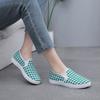 Cresfimix Sapatos Femininas Women Cute Round Toe Plaid Pattern Anti Skid Slip Flat Shoes Lady Elegant Green Canvas Shoes Ba302