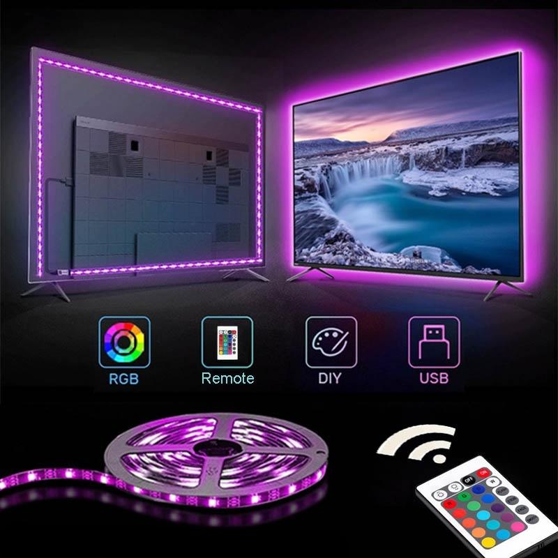 0,5 м, 1 м, 2 м, 3 м, 4 м, 5 м, 10 м, 20 м, светодиодная лента RGB 5050 SMD, гибкая лента, диодный свет для Рождества, праздника, свадьбы, дня рождения, домашнего декора спальни, 5 В постоянного тока