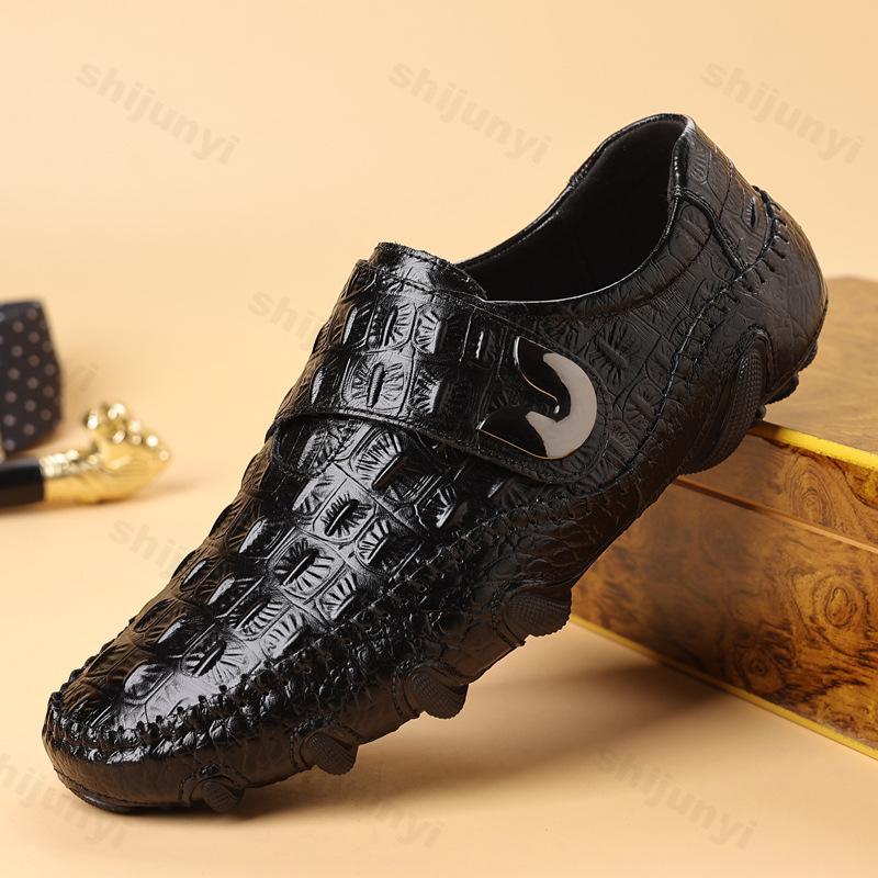 Men's Shoes Genuine Leather Luxury Crocodile Pattern Business Casual Shoes Men Loafers Mocassins High-quality Men's Dress Shoes