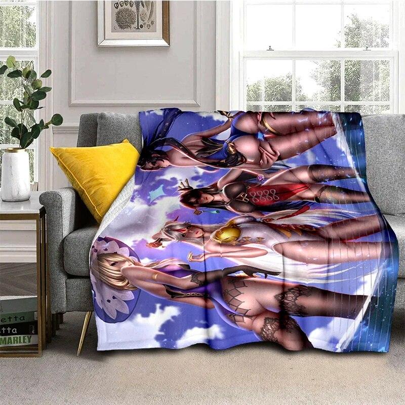 Hot Anime Sexy Girl Soft Plush Sofa Bed Throwing Cartoon Picnic Blankets Modern Flannel Blanket Gedruckt Bettdecke Geschenk Gift