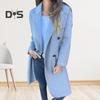 Women Woolen Jacket Turn-down Collar Solid Color Single-breasted Coat Loose Thermal Long Sleeved Commuting Dating Spring Fall Winter Overcoat