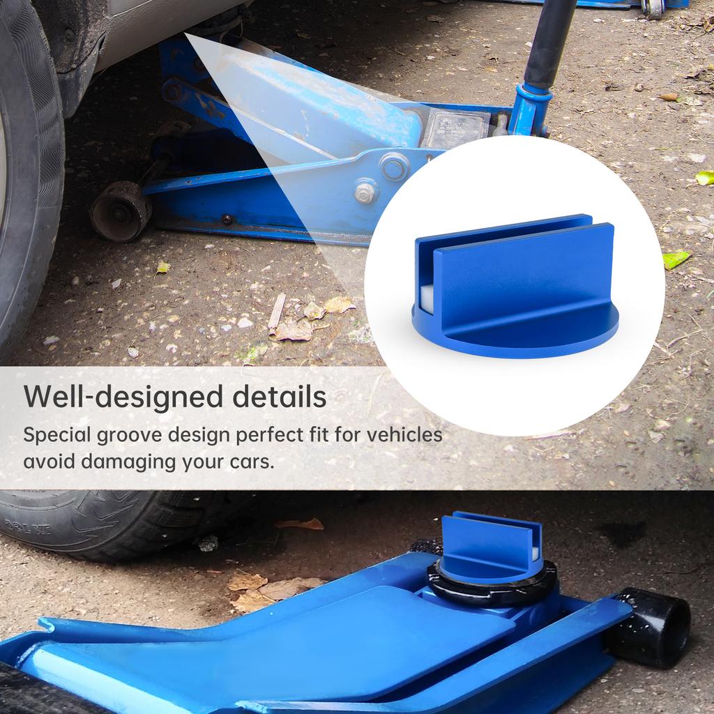 2pcs Universal Aluminum Groove Magnetic Jack Adapter Large Groove Blue Pinch Weld Frame Track Pads
