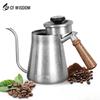 CF WISDOM Stainless Steel Tea Coffee Pot Silver Gooseneck Hand Brewing Coffee Kettle Ideal Select Home Office Outdoor Camping