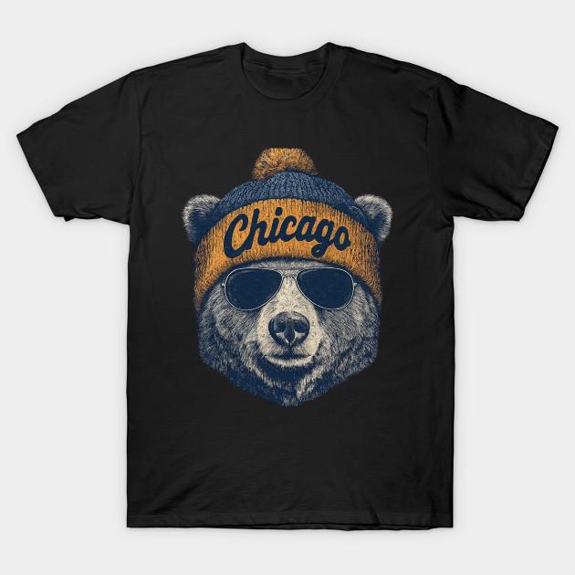 Мужская черная футболка с принтом Chicago Bears Печать на трансферной бумаге без вырезания Хлопковая футболка