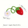Cute Handmade Flower Knitted Pendant Car Rear View Mirror Decor Hanging Crochet Pink Strawberry Bag Key Pendant Women Girl Gift