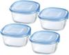 Iwaki Glass Storage Aqua 550ml X Pack KBC3240HBL Heat-Resistant Container, Blue, Square, Medium, 4, & Microwave,
