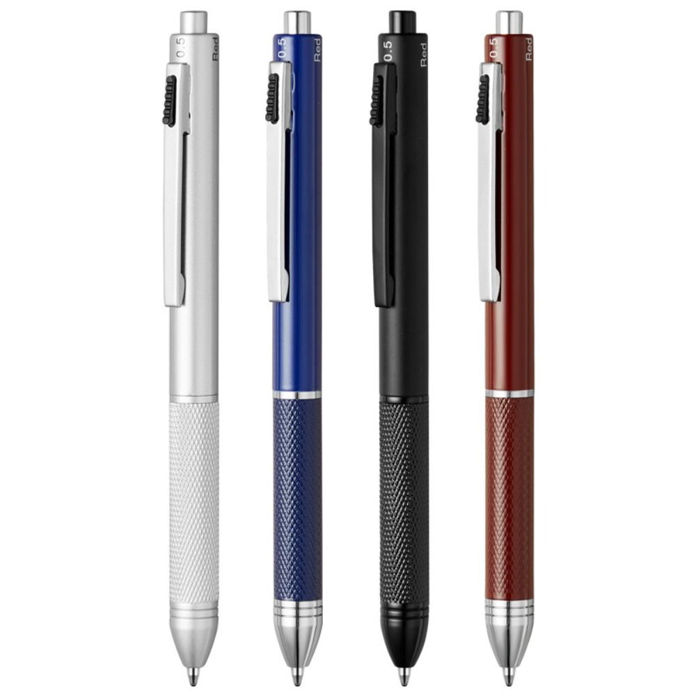 Metal Multifunction Pen 4-in-1 Writing Pen Simple 3 Color Ballpoint Pen Gift