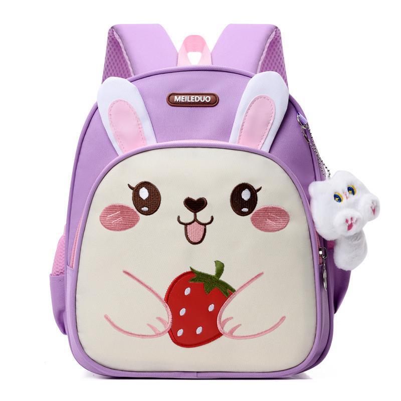 Children School Backpack With Oxford Material And Rabbit Car Pattern For Kids