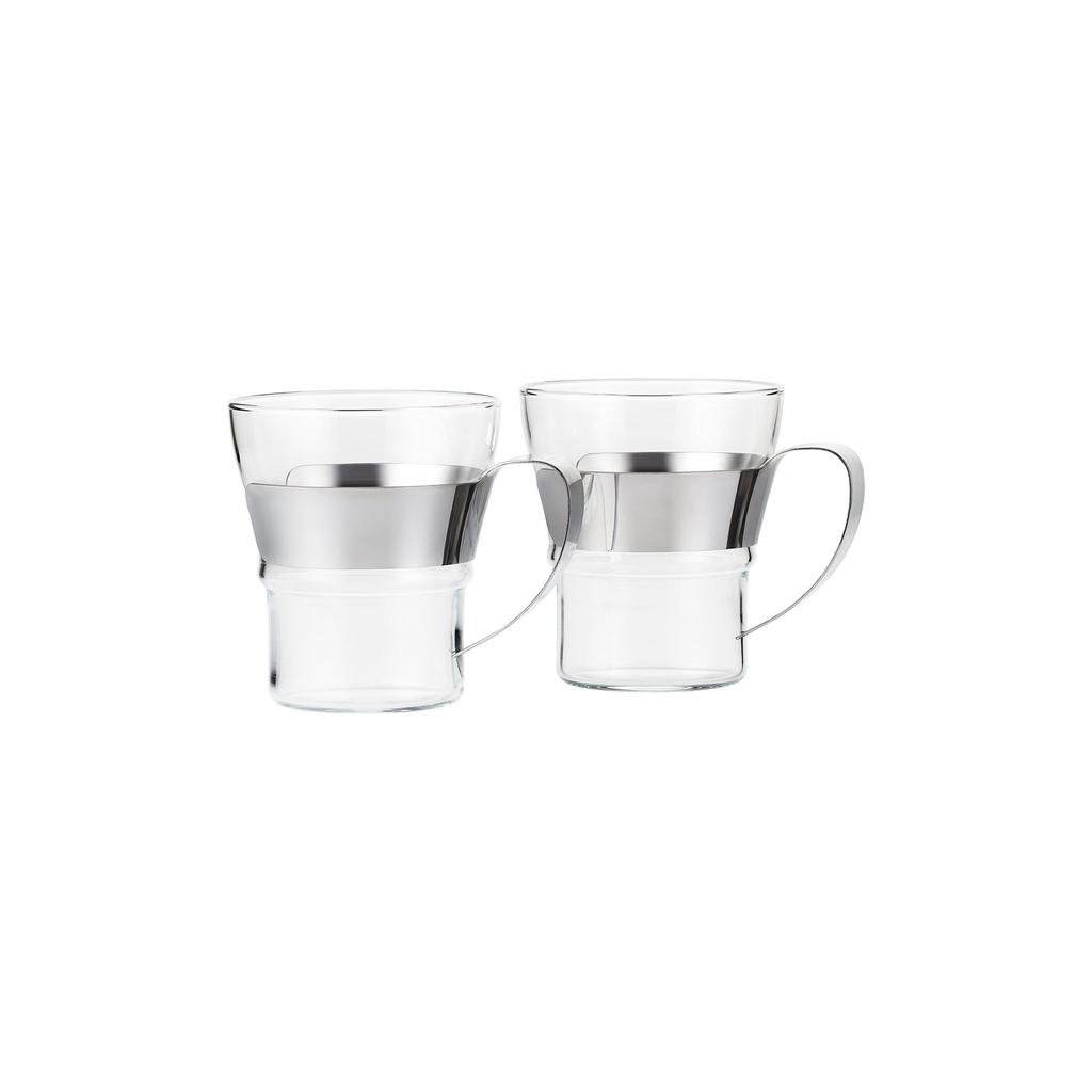 BODUM Glass Cup Mug ASSAM Tea Glass 300ml Set of 2 Stainless Steel Handle Heat Resistant Glass Dishwasher Safe [Genuine] 4552-16