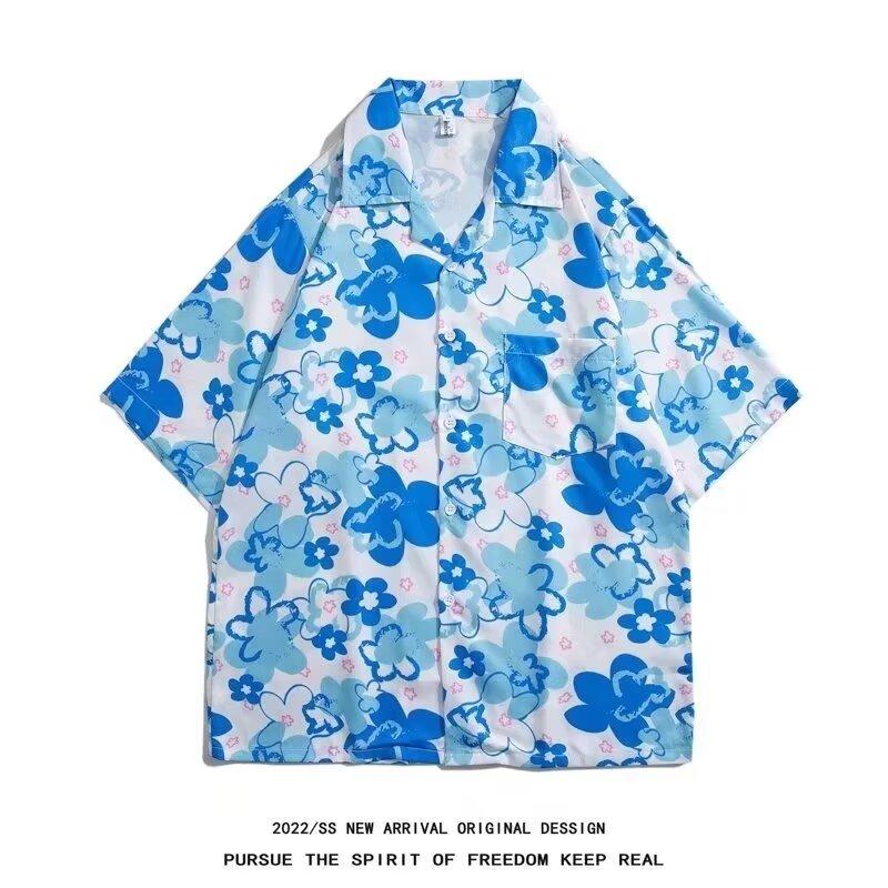 2024 Винтажная мужская рубашка, летняя повседневная студенческая свободная нишевая мужская рубашка для верхней одежды